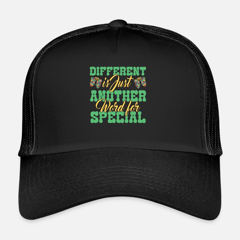 Different is just another word for special autism - Trucker Cap - Schwarz/Schwarz