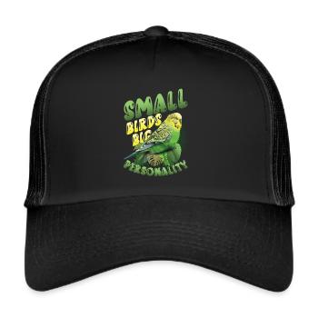 Small Birds Big Personality, Budgie - Trucker Cap - black/black - Front