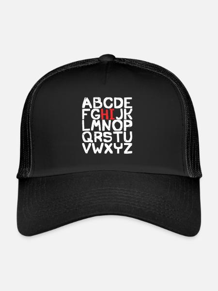 Funny Pre K Kindergarten Hi Alphabet Back To Schoo - Trucker Cap - black/black - Front