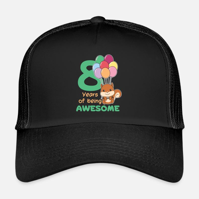 Squirrel for 8th birthday children eight years Trucker Cap
