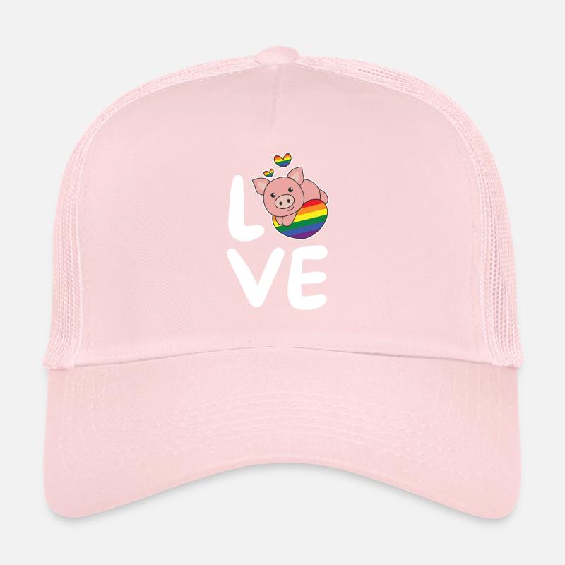 Rainbow Flag Pride LGBTQ Mignon Cochon Amour Casquette trucker 