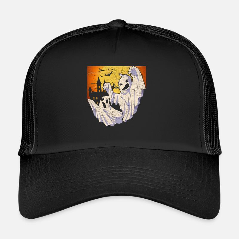 Creepy Ghost Gift Halloween Ghost Trucker Cap