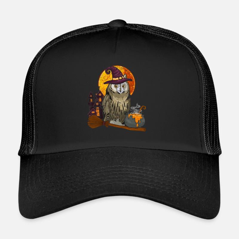 Hexen Hut Weiser Vogel Geschenk Halloween Eule Trucker Cap