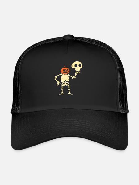 Funny Skeleton Halloween Costume - Trucker Cap - black/black - Front