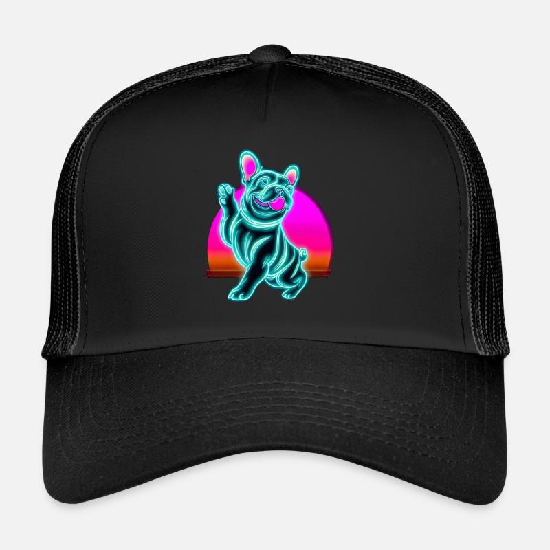 Frenchi Bulldogge Synthwave Sunset Trucker Cap