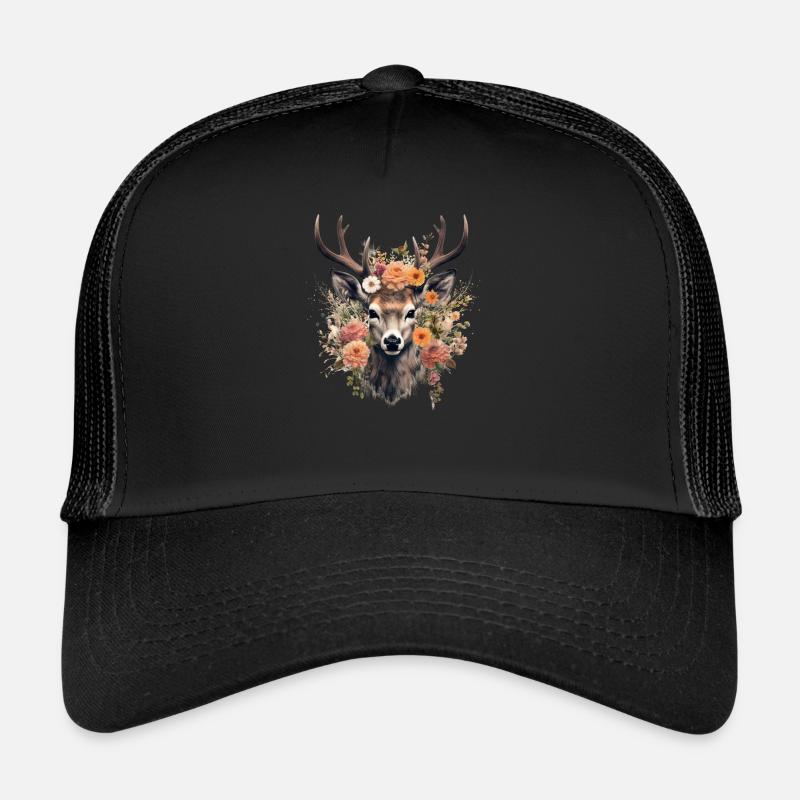 Remplacement Dirndl Cerf Bois Cerf Fleurs Dames Casquette trucker 