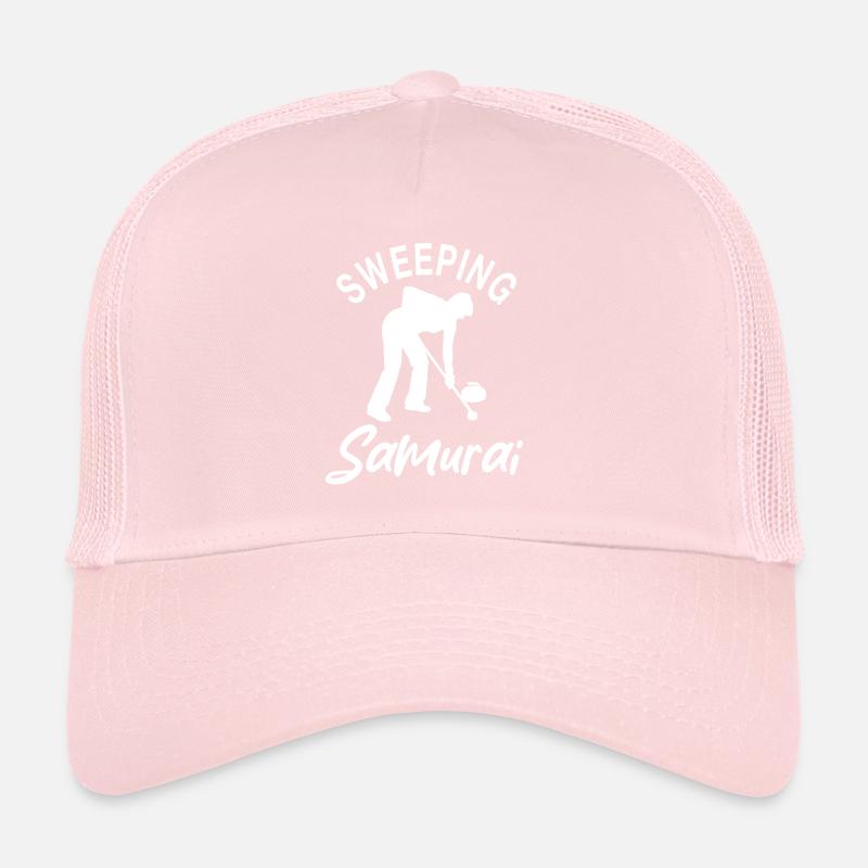 Sweeping Samurai Curling Design Trucker Cap