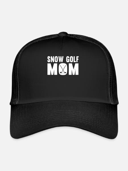 Snow Golfer Mom Outfit Women - Trucker Cap - black/black - Front