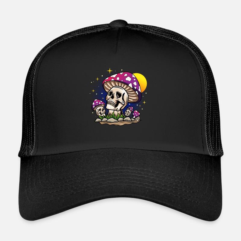 Crâne de champignon - Casquette trucker  - noir/noir