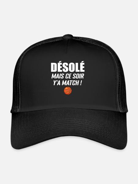 Désolé Mais Ce Soir Y'a Match - Basketball - Casquette trucker  - noir/noir - Devant