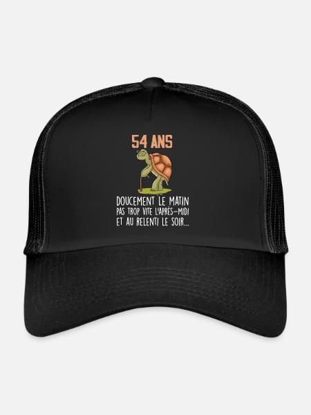 54 ans tortue anniversaire doucement vite ralenti - Casquette trucker  - noir/noir - Devant
