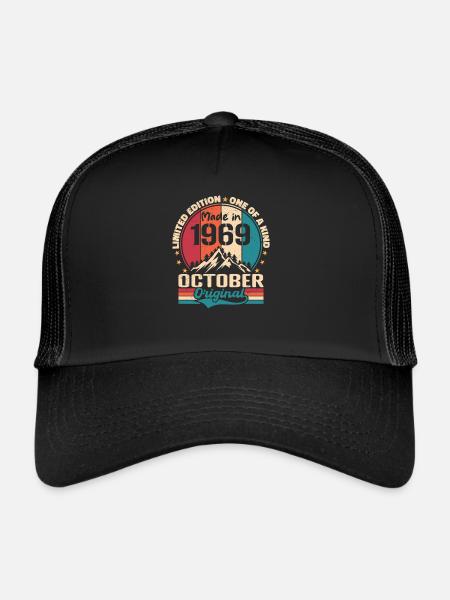 Octobre 1969 Cadeau D'anniversaire 1969 Octobre - Casquette trucker - noir/noir