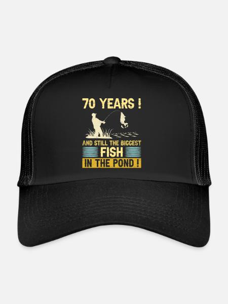 70 Ans Passionné Pêche 70ème Anniversaire Pêcheur - Casquette trucker  - noir/noir - Devant