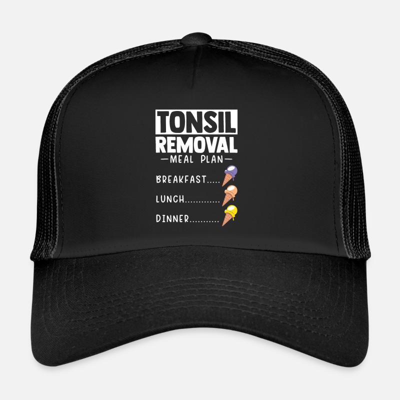 Mandelentfernung Mandelentzündung Mandeln Eis - Trucker Cap - Schwarz/Schwarz