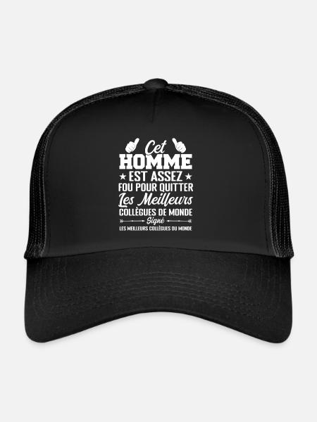 Départ Collègue de Travail Nouvel Emploi Retraite - Casquette trucker  - noir/noir - Devant