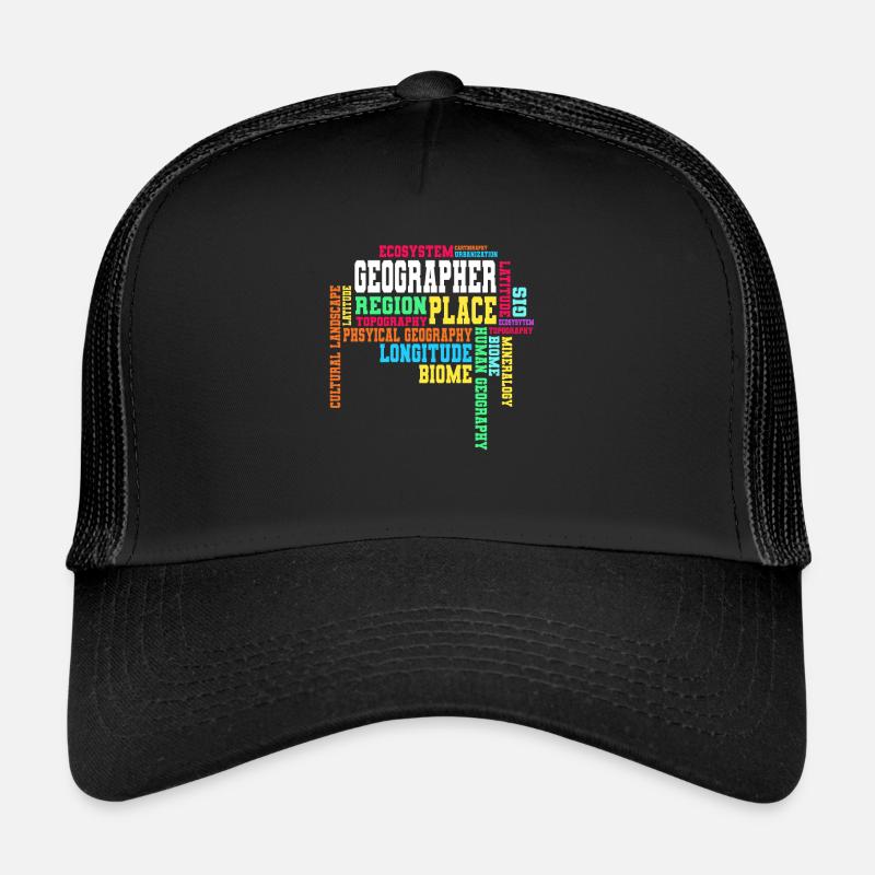 Geographie - Trucker Cap - Schwarz/Schwarz