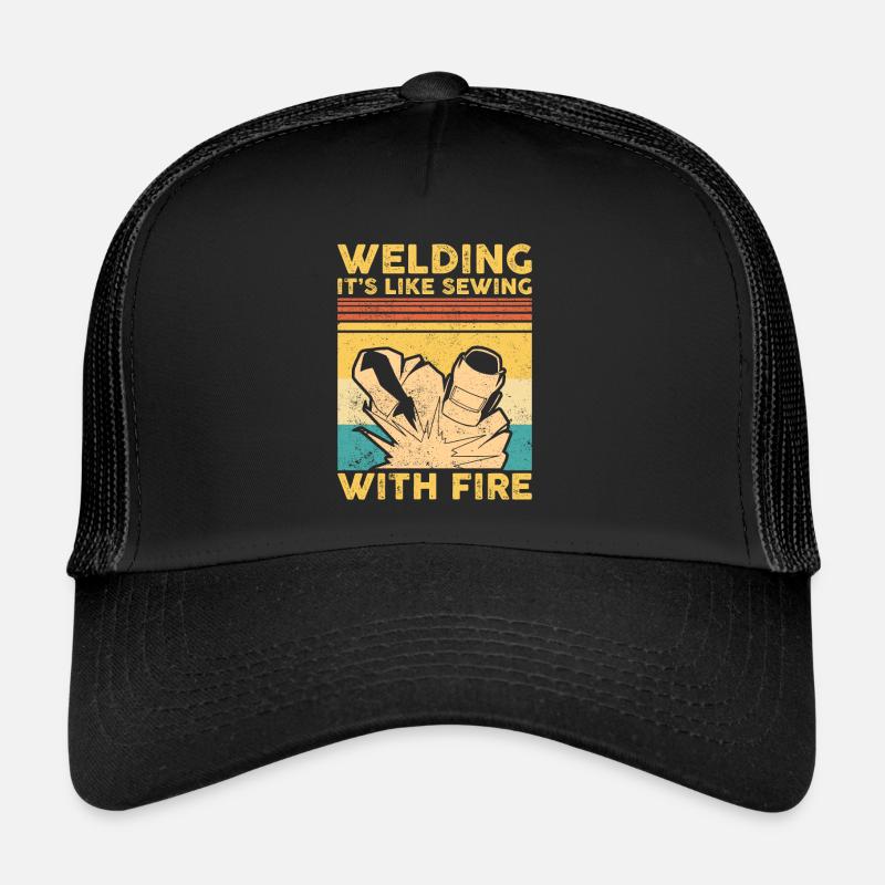 Welding Like Sewing With Fire Metal Structure Welding Trucker Cap