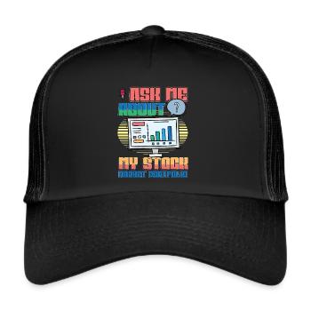Posez-moi des questions sur mon portefeuille boursier - Casquette trucker  - noir/noir - Devant
