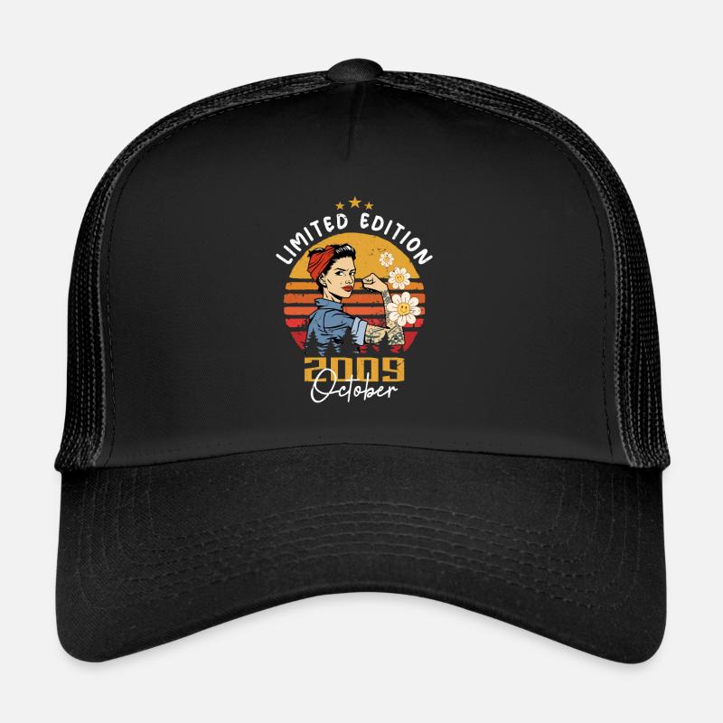Oktober 2009 geboren | October 2009 - Trucker Cap - Schwarz/Schwarz