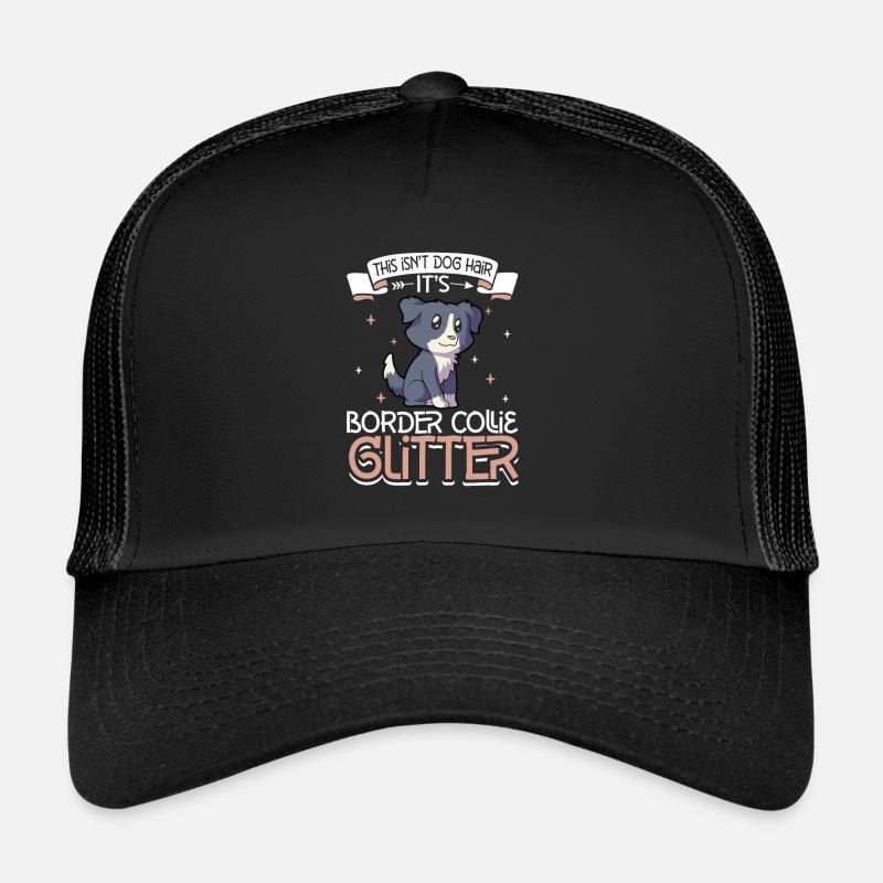 Border Collie Glitzer - Trucker Cap - Schwarz/Schwarz