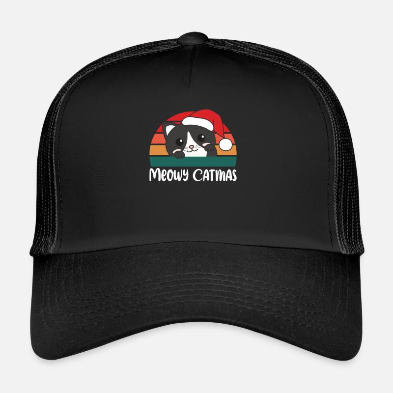 Joyeux Catmas Jeu de mots de Noël chat drôle Casquette trucker 