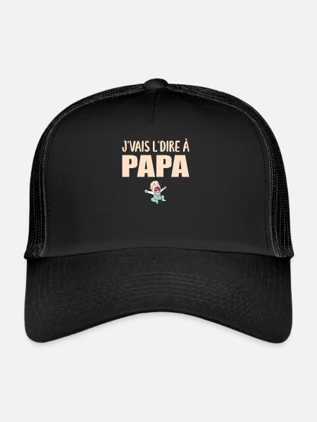 Papa - J'aime Mon Papa - Père Cadeau - Casquette trucker  - noir/noir - Devant