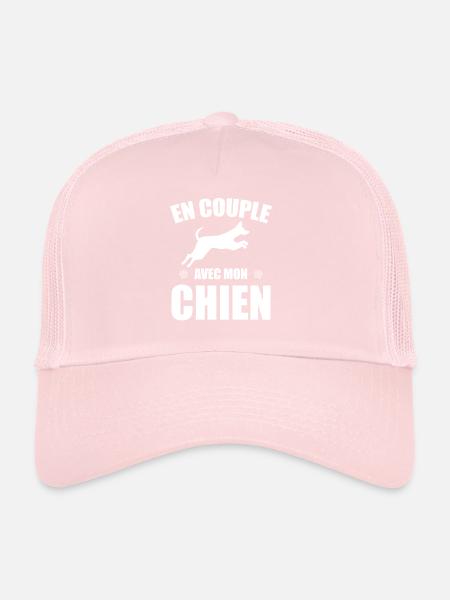 En Couple Avec Mon Chien Cadeau Humour Célibat - Casquette trucker  - rose pâle - Devant