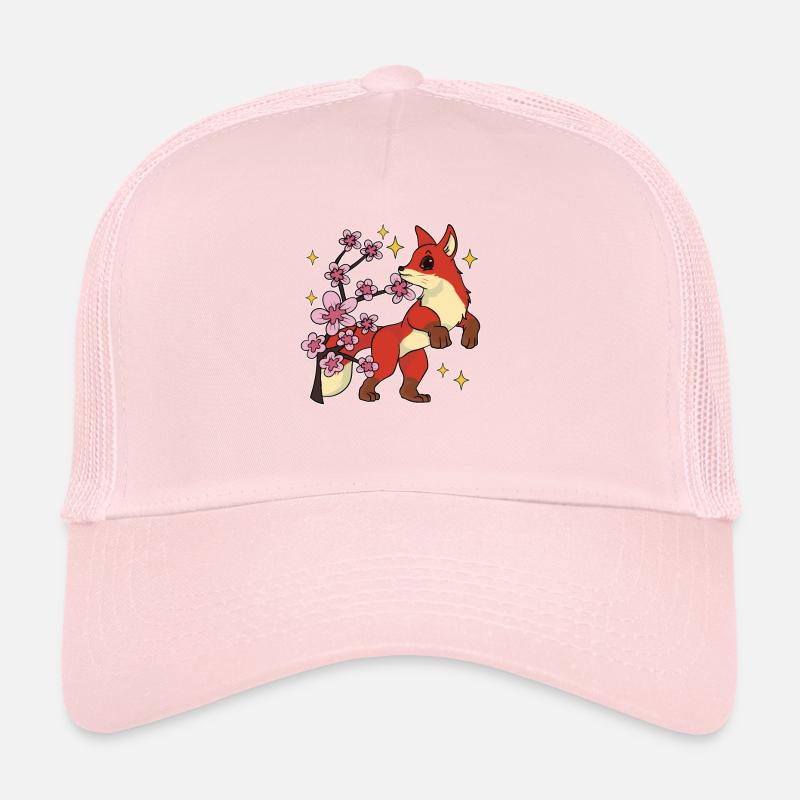Sakura Woodland Creature Gift Cherry Blossom Fox Trucker Cap