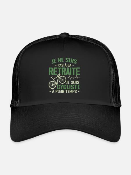 Pas À La Retraite Je Suis Cycliste À Temps Plein - Casquette trucker  - noir/noir - Devant