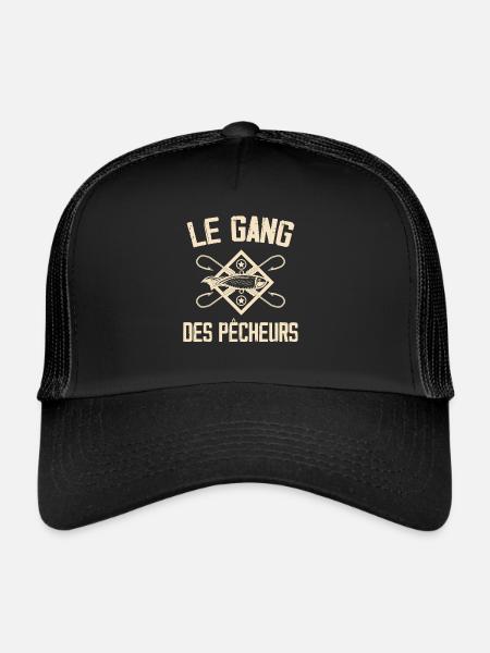 Pêche, Pêcheur, Canne à pêche - Casquette trucker  - noir/noir - Devant