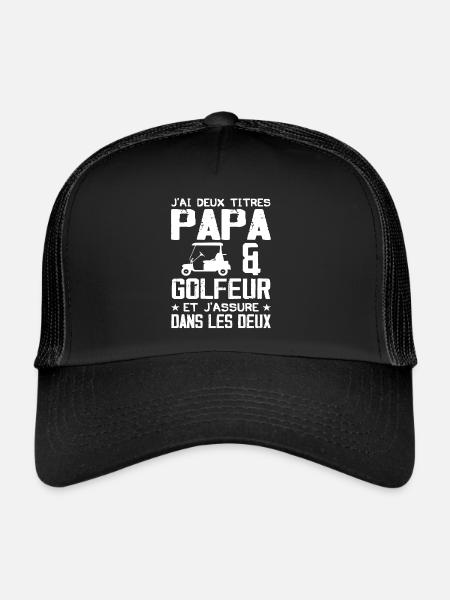 Je Suis Un Papa Golfeur - Casquette trucker  - noir/noir - Devant