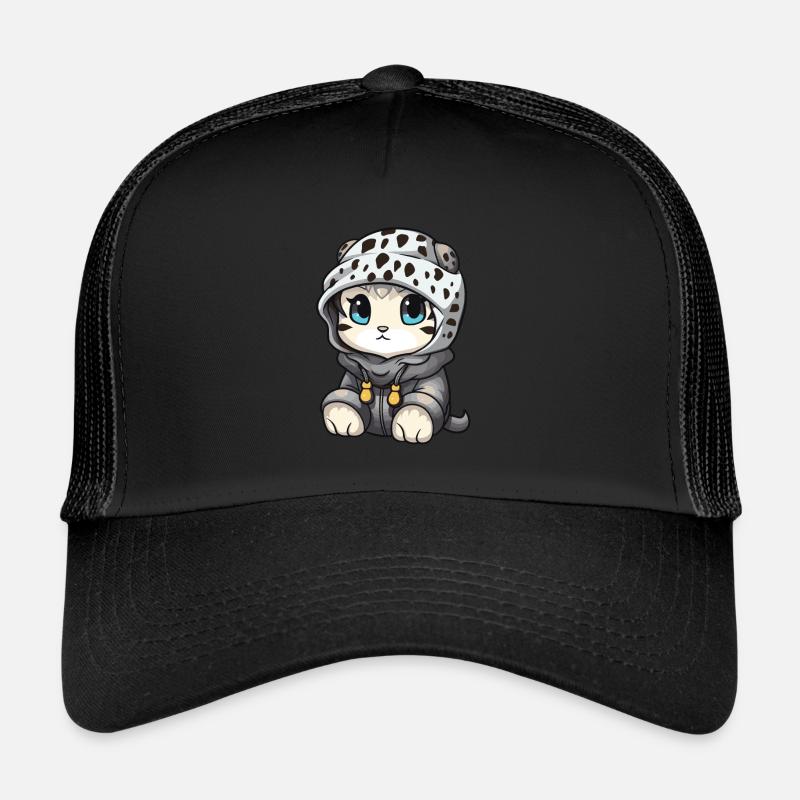 Snow leopard winter leopard comic Trucker Cap