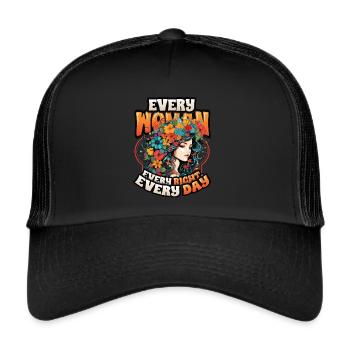 Chaque femme, chaque droit, chaque jour, les droits des femmes - Casquette trucker  - noir/noir - Devant