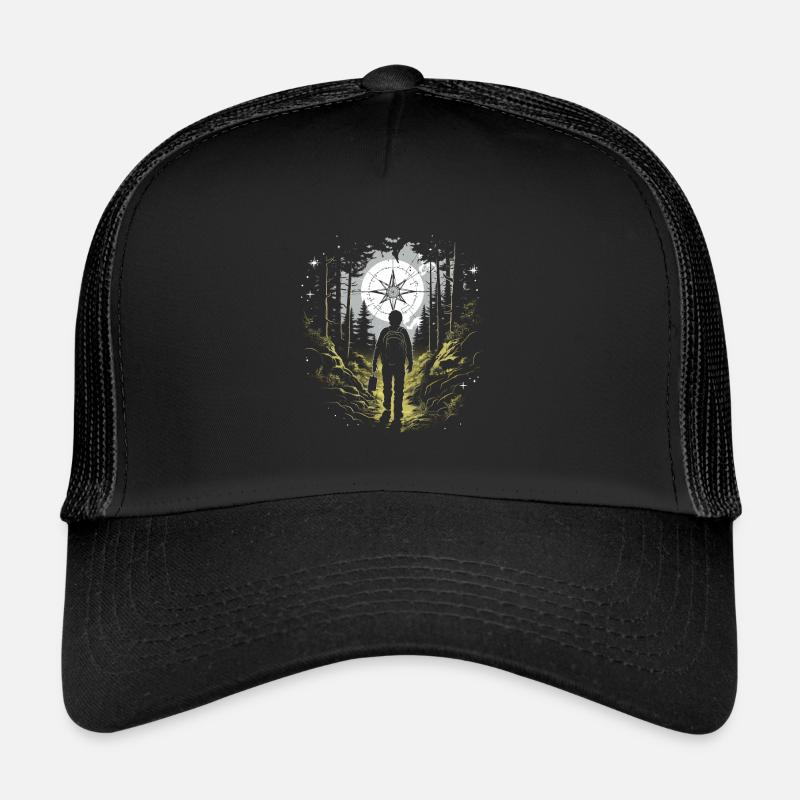 Geocaching Natur Kompass Abenteuer - Trucker Cap - Schwarz/Schwarz