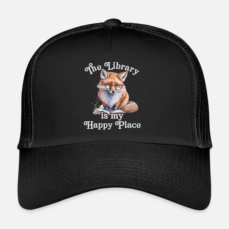 Die Bibliothek Ist Mein Glücklicher Ort Fuchs - Trucker Cap - Schwarz/Schwarz