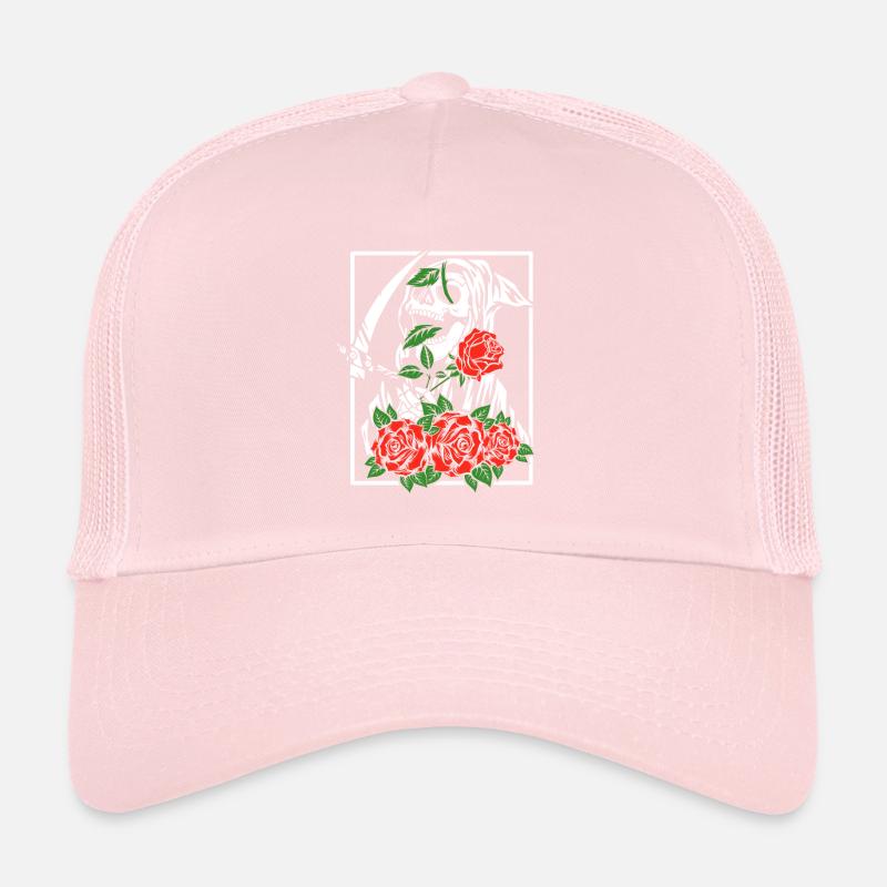 Faucheuse avec des roses | fleurs de crâne Casquette trucker 