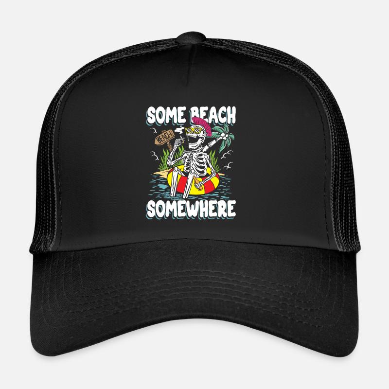 Some beach somewhere | sun & chill skull Trucker Cap