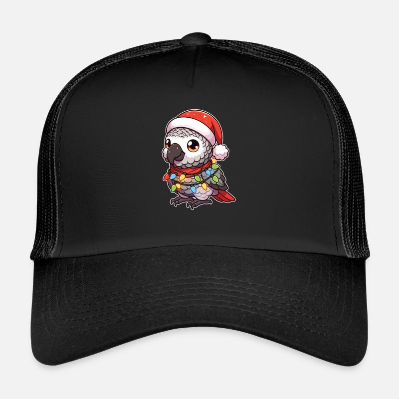 Weihnachten Lichterkette Graupapagei - Trucker Cap - Schwarz/Schwarz