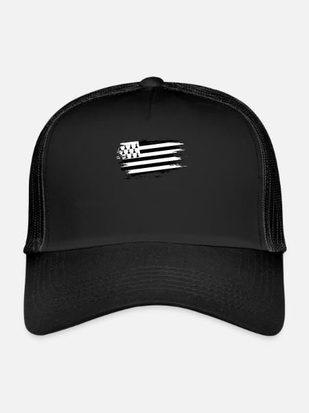 Cadeau pour un feu Drapeau breton Breizh Bretagne - Casquette trucker  - noir/noir - Devant