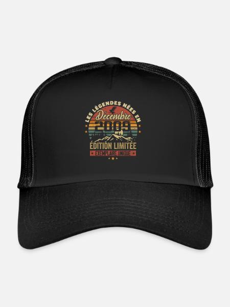 2009 Vintage Cadeau Anniversaire Décembre 2009 - Casquette trucker  - noir/noir - Devant