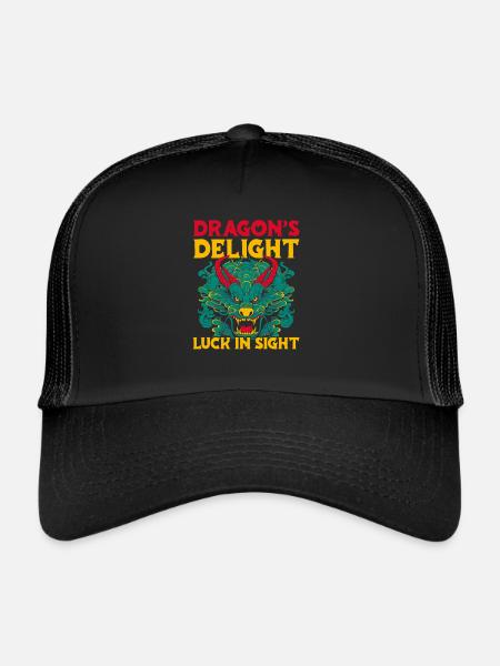 Année du Dragon 2024 - Casquette trucker  - noir/noir - Devant