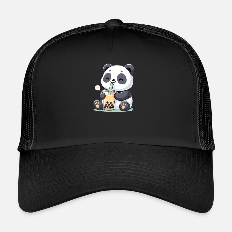 Kawaii Pandas Bubble Tea Boba Panda Casquette trucker 