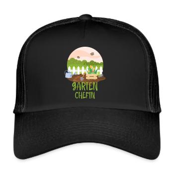 Eine Garten Chefin lustige Garten Sprüche - Trucker Cap - Schwarz/Schwarz - Vorne