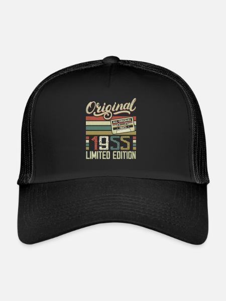 Vintage 1955 Cadeau D'anniversaire Rétro 1955 - Casquette trucker  - noir/noir - Devant