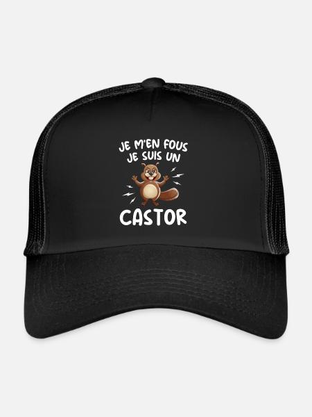 Je M'en Fous Je Suis Un Castor - Castor Doux - Casquette trucker  - noir/noir - Devant