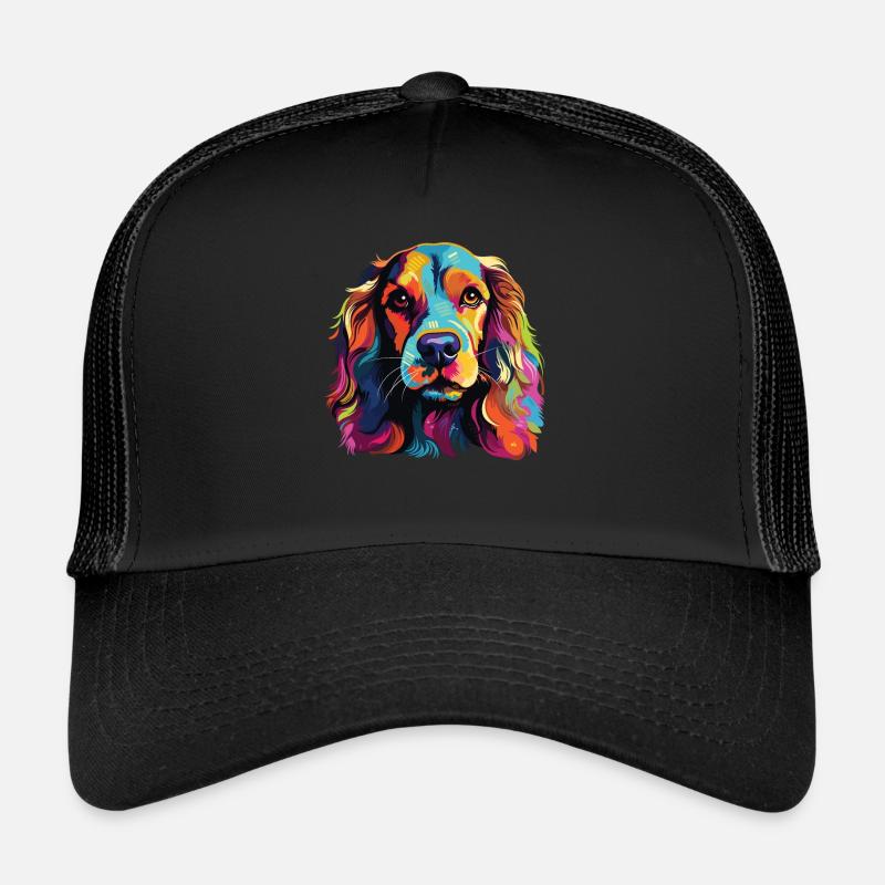 Akvarel farverig cocker spaniel - Trucker cap - sort/sort