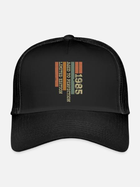 1985 Cadeau Anniversaire Vintage Rétro Né en 1985 - Casquette trucker  - noir/noir - Devant