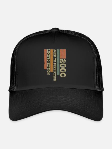 2000 Vintage Retro Birthday Gift Born in 2000 - Trucker Cap - black/black - Front