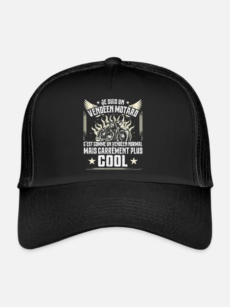 Carrément Plus Cool Vendéen Motard Cadeau Moto - Casquette trucker  - noir/noir - Devant