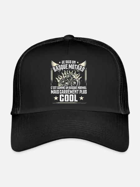 Carrément Plus Cool Basque Motard Cadeau Moto - Casquette trucker  - noir/noir - Devant